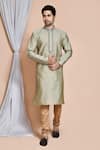 Buy_Aryavir Malhotra_Grey Kurta Art Silk Embroidery Sequin Resham Set _at_Aza_Fashions