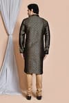Shop_Arihant Rai Sinha_Black Chanderi , Sequins, Embroidery Checkered Woven Kurta Set _at_Aza_Fashions