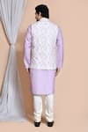 Shop_Aryavir Malhotra_Purple Cotton Woven Chevron Pattern Bundi And Kurta Set _at_Aza_Fashions