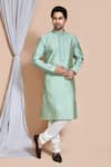 Buy_Aryavir Malhotra_Green Kurta Art Silk Woven Bouquet Set _at_Aza_Fashions