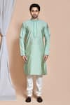 Buy_Aryavir Malhotra_Green Kurta Art Silk Woven Bouquet Set _Online_at_Aza_Fashions