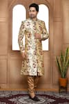 Buy_Aryavir Malhotra_Multi Color Sherwani Art Silk Embroidery Resham Floral With Churidar _at_Aza_Fashions