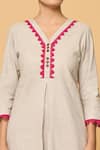 Khwaab by Sanjana Lakhani_Grey Cotton Lace V Neck Kurta _at_Aza_Fashions