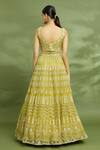 Shop_Samyukta Singhania_Yellow Net, Silk Sequins, Gota Patti, Hand Embroidered Lehenga Blouse Set_at_Aza_Fashions