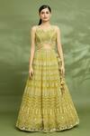 Samyukta Singhania_Yellow Net, Silk Sequins, Gota Patti, Hand Embroidered Lehenga Blouse Set_Online_at_Aza_Fashions
