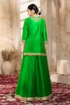 Buy_Preeti S Kapoor x AZA_Green Kurta And Sharara Dupion Embroidered Floral Notched Gota Set 