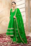 Buy_Preeti S Kapoor x AZA_Green Anarkali And Salwar Dupion Embroidered Flower Keyhole Gota Set _at_Aza_Fashions