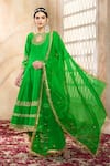 Preeti S Kapoor x AZA_Green Anarkali And Salwar Dupion Embroidered Flower Keyhole Gota Set _Online_at_Aza_Fashions