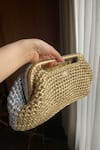 Buy_BIJIT_Gold Woven And Clutch With Sling_at_Aza_Fashions