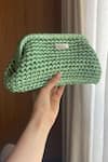 Buy_BIJIT_Green Woven Clutch With Detachable Sling _at_Aza_Fashions