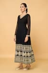 Buy_Samyukta Singhania_Black Faux Leather, Cotton Gullista And Embroidered Anarkali With Dupatta _Online_at_Aza_Fashions