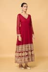 Buy_Samyukta Singhania_Maroon Faux Georgette Lining Cotton Gulbahar And Anarkali With Dupatta _Online_at_Aza_Fashions