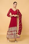 Shop_Samyukta Singhania_Maroon Faux Georgette Lining Cotton Gulbahar And Anarkali With Dupatta _Online_at_Aza_Fashions