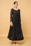 Buy_Samyukta Singhania_Black Faux Georgette Lining Cotton Embroidery Jaal Anarkali With Dupatta _Online_at_Aza_Fashions