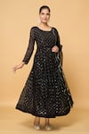 Shop_Samyukta Singhania_Black Faux Georgette Lining Cotton Embroidery Jaal Anarkali With Dupatta _Online_at_Aza_Fashions