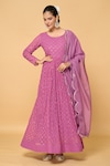 Shop_Adara Khan_Pink Faux Georgette Lining Cotton Embroidery Mahal Jaal Anarkali With Dupatta_Online_at_Aza_Fashions