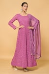 Adara Khan_Pink Faux Georgette Lining Cotton Embroidery Mahal Jaal Anarkali With Dupatta_at_Aza_Fashions