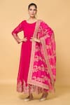 Buy_Samyukta Singhania_Pink Faux Georgette Lining Cotton Plume Garden Anarkali With Dupatta _at_Aza_Fashions