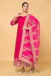 Shop_Samyukta Singhania_Pink Faux Georgette Lining Cotton Plume Garden Anarkali With Dupatta _Online_at_Aza_Fashions