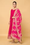 Samyukta Singhania_Pink Faux Georgette Lining Cotton Plume Garden Anarkali With Dupatta _at_Aza_Fashions