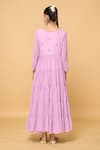 Shop_Samyukta Singhania_Purple Faux Georgette Lining Cotton Daisy Tiered Anarkali With Dupatta _at_Aza_Fashions