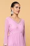 Buy_Samyukta Singhania_Purple Faux Georgette Lining Cotton Daisy Tiered Anarkali With Dupatta _Online_at_Aza_Fashions