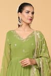 Samyukta Singhania_Green Faux Georgette Lining Cotton Bloom Tiered Anarkali With Dupatta _at_Aza_Fashions