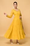 Buy_Samyukta Singhania_Yellow Faux Georgette Lining Cotton Fleur Tiered Anarkali With Dupatta _Online_at_Aza_Fashions