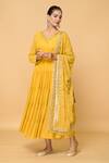 Shop_Samyukta Singhania_Yellow Faux Georgette Lining Cotton Fleur Tiered Anarkali With Dupatta _Online_at_Aza_Fashions