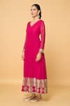 Buy_Samyukta Singhania_Pink Faux Georgette Lining Cotton Embroidery Floret Anarkali With Dupatta _Online_at_Aza_Fashions