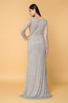 Shop_Samyukta Singhania_Grey Tulle Embroidered Sequin High Mist Bead Gown _at_Aza_Fashions