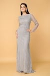 Buy_Samyukta Singhania_Grey Tulle Embroidered Sequin High Mist Bead Gown _Online_at_Aza_Fashions