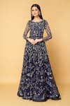 Buy_Samyukta Singhania_Blue Tulle Hand Work Cutdana Round Star Dust Soiree Embroidered Gown _at_Aza_Fashions