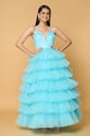 Buy_Samyukta Singhania_Blue Tulle Ruffles Sweetheart Dancing Daffodil Gown _at_Aza_Fashions