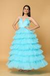 Samyukta Singhania_Blue Tulle Ruffles Sweetheart Dancing Daffodil Gown _Online_at_Aza_Fashions