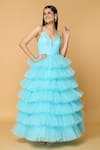 Buy_Samyukta Singhania_Blue Tulle Ruffles Sweetheart Dancing Daffodil Gown _Online_at_Aza_Fashions