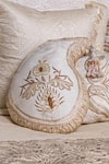 Buy_Diva Riche_White Washable Silk Embroidered Eski Accent Embellished Tassel Paisley Pillow _at_Aza_Fashions