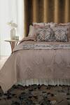 Shop_Diva Riche_Beige Silk, Dupion Marlena And Lace Embroidered Bedding Set_at_Aza_Fashions