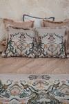 Diva Riche_Beige Silk, Dupion Marlena And Lace Embroidered Bedding Set_Online_at_Aza_Fashions