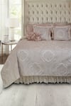 Buy_Diva Riche_Cream Washable Silk Thread Lace And Floral Embroidered Bedding Set _at_Aza_Fashions