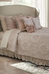 Shop_Diva Riche_Cream Washable Silk Thread Lace And Floral Embroidered Bedding Set _at_Aza_Fashions