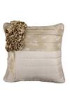 Buy_Diva Riche_Gold Washable Silk Floral Applique, Thread Roset And Work Bedding