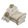 Diva Riche_Gold 100% Turkish Cotton Thread Roset Embroidered Towel _Online_at_Aza_Fashions