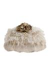 Shop_Diva Riche_Gold Lace Floral Applique, Thread Embroidered Tissue Box Cover - Single Pc_at_Aza_Fashions