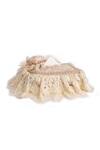 Shop_Diva Riche_Peach Lace Floral Applique, Thread Embroidered Tissue Box Cover - Single Pc_at_Aza_Fashions