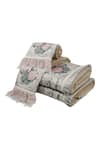 Shop_Diva Riche_Pink 100% Turkish Cotton Thread Floral Embroidered Towel Set _at_Aza_Fashions