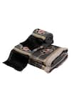 Shop_Diva Riche_Black 100% Turkish Cotton Thread Floral Embroidered Towel Set _at_Aza_Fashions