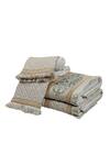 Shop_Diva Riche_Blue 100% Turkish Cotton Thread Enlace Embroidered Towel Set _at_Aza_Fashions