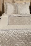 Shop_Diva Riche_Cream Washable Silk Floral Print Quilted Pattern Bedding Set _at_Aza_Fashions