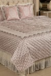 Buy_Diva Riche_Pink Washable Silk Petal Floral Pattern Quilted Bedding Set _at_Aza_Fashions